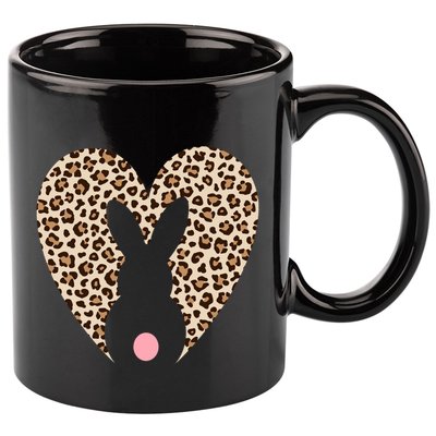 Easter Leopard Bunny Rabbit Heart Palm Sunday Great Gift 11oz C Handle Ceramic Mug
