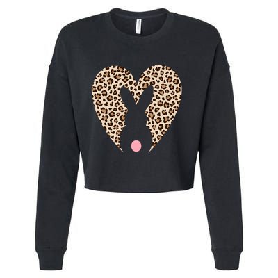 Easter Leopard Bunny Rabbit Heart Palm Sunday Great Gift Cropped Pullover Crew