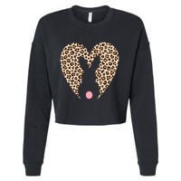 Easter Leopard Bunny Rabbit Heart Palm Sunday Great Gift Cropped Pullover Crew