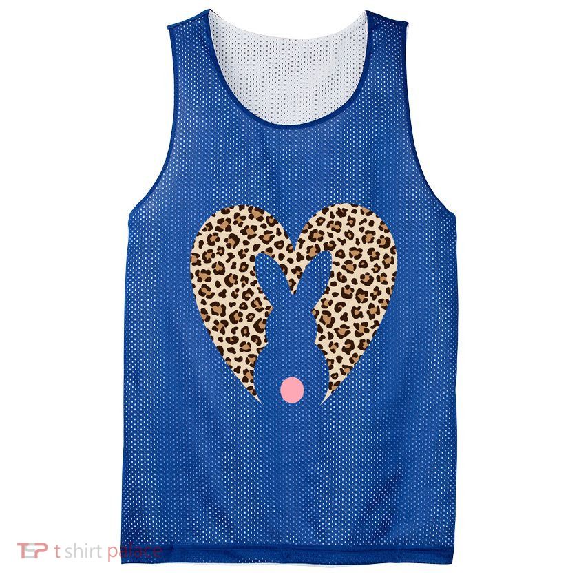 Easter Leopard Bunny Rabbit Heart Palm Sunday Great Gift Mesh Reversible Basketball Jersey Tank