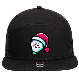 Emoticon Light Bulb Design Christmas Festive Holiday  7 Panel Mesh Trucker Snapback Hat