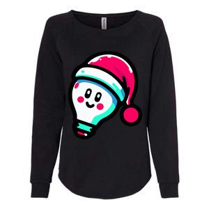 Emoticon Light Bulb Design Christmas Festive Holiday  Womens California Wash Sweatshirt