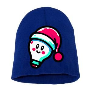 Emoticon Light Bulb Design Christmas Festive Holiday  Short Acrylic Beanie