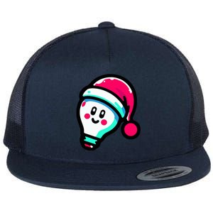 Emoticon Light Bulb Design Christmas Festive Holiday  Flat Bill Trucker Hat