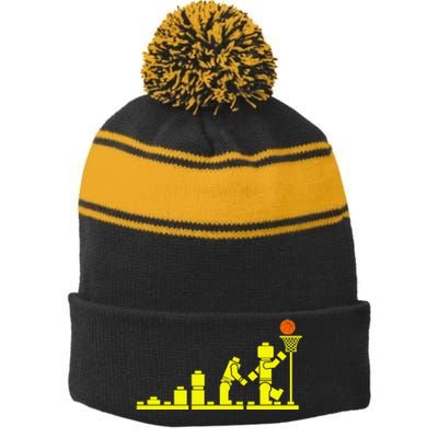 EVOLUTION LEGO BASKETBALL SPORTS Funny Stripe Pom Pom Beanie