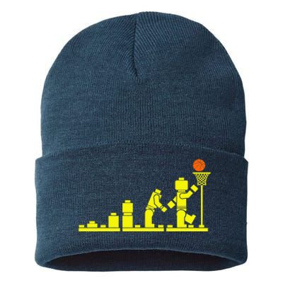 EVOLUTION LEGO BASKETBALL SPORTS Funny Sustainable Knit Beanie