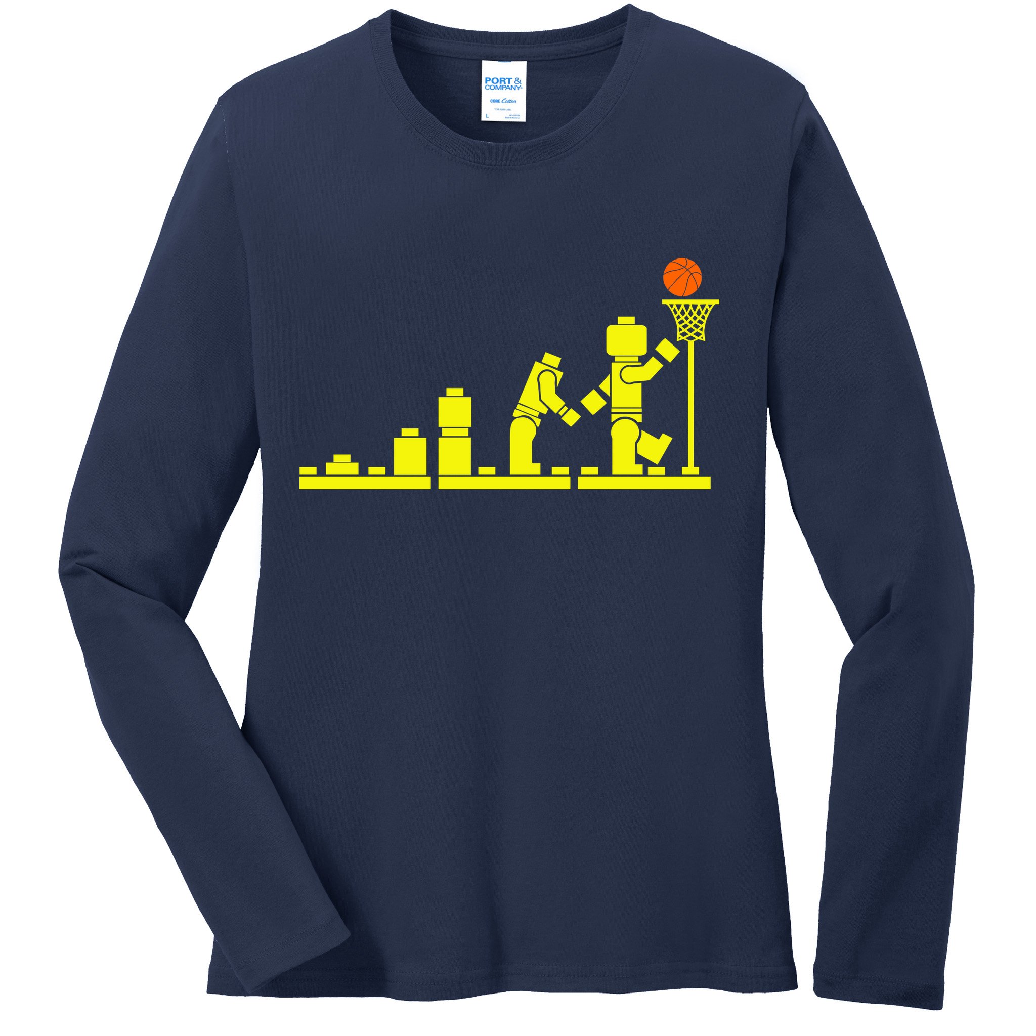 EVOLUTION LEGO BASKETBALL SPORTS Funny Ladies Long Sleeve Shirt