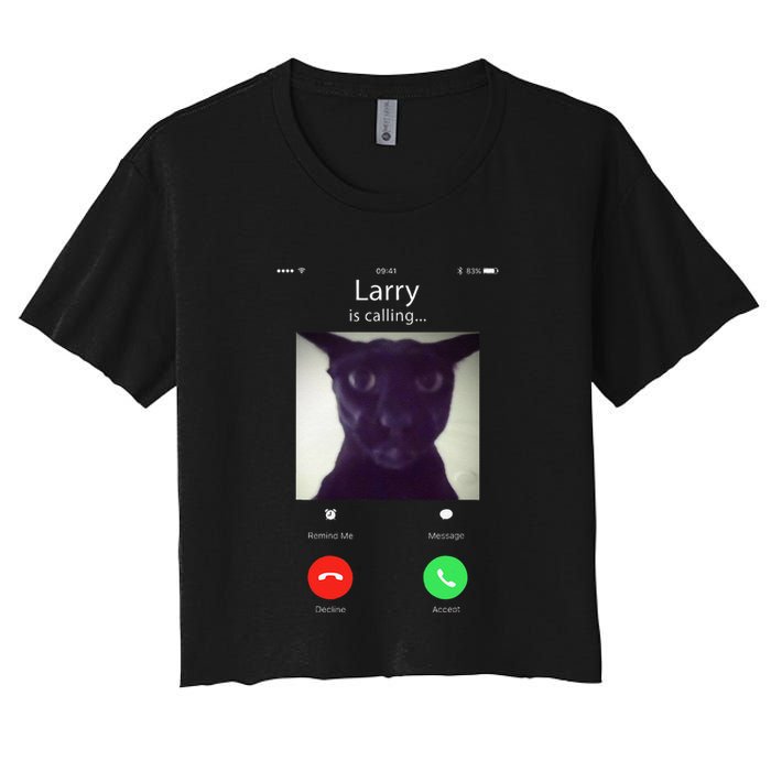 Evil Larry Cat Funny Cat Meme Lover .Png Women's Crop Top Tee