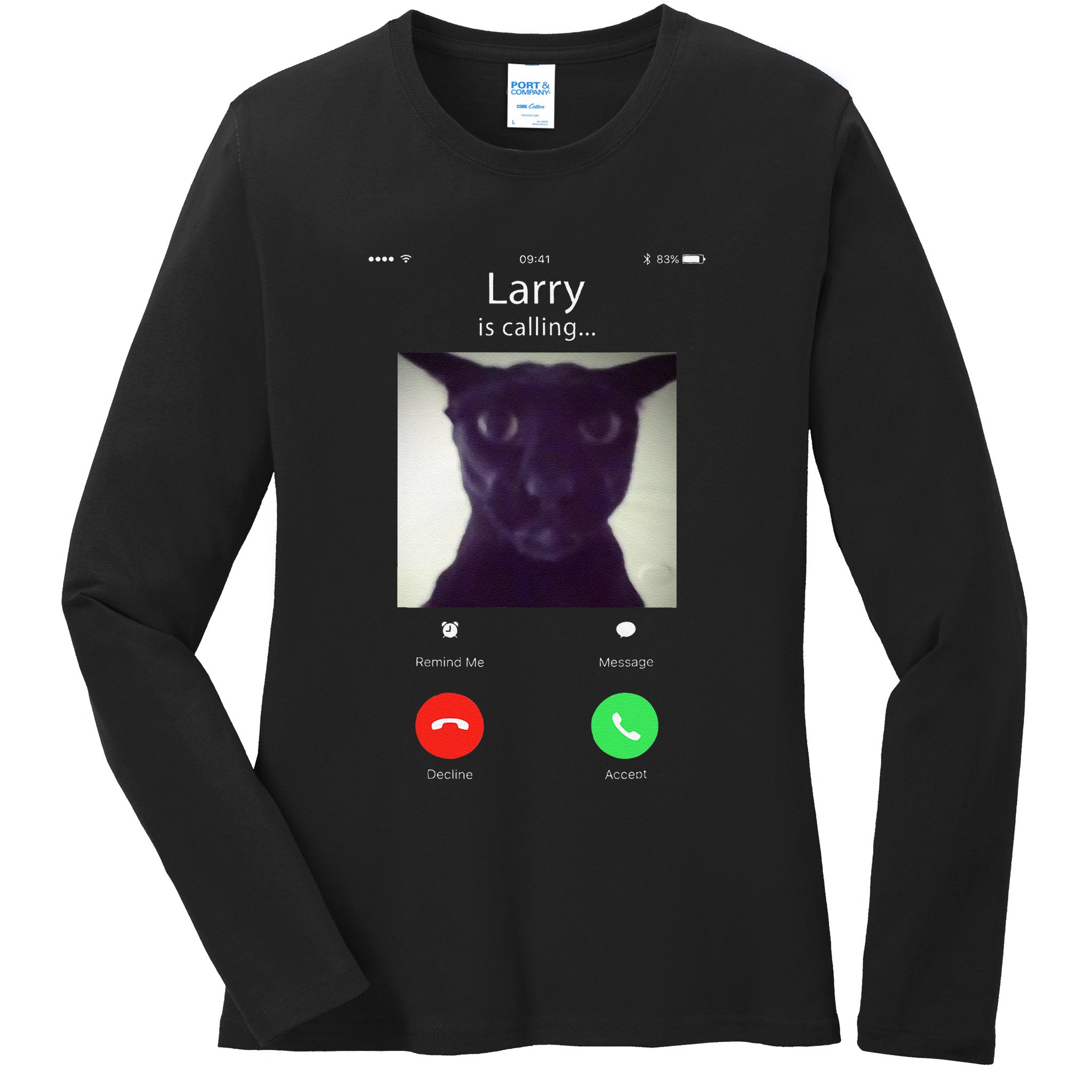 Evil Larry Cat Funny Cat Meme Lover .Png Ladies Long Sleeve Shirt