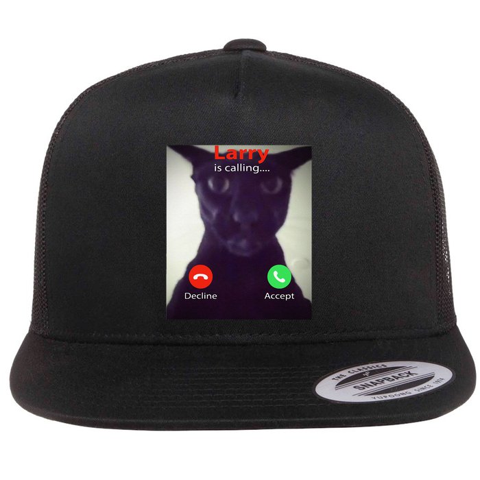 Evil Larry Cat Funny Cat Meme Lover .Png Flat Bill Trucker Hat