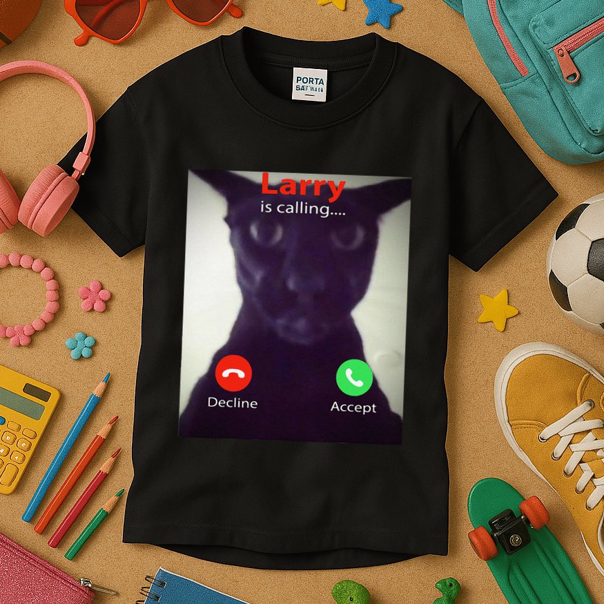 Evil Larry Cat Funny Cat Meme Lover .Png Kids T-Shirt