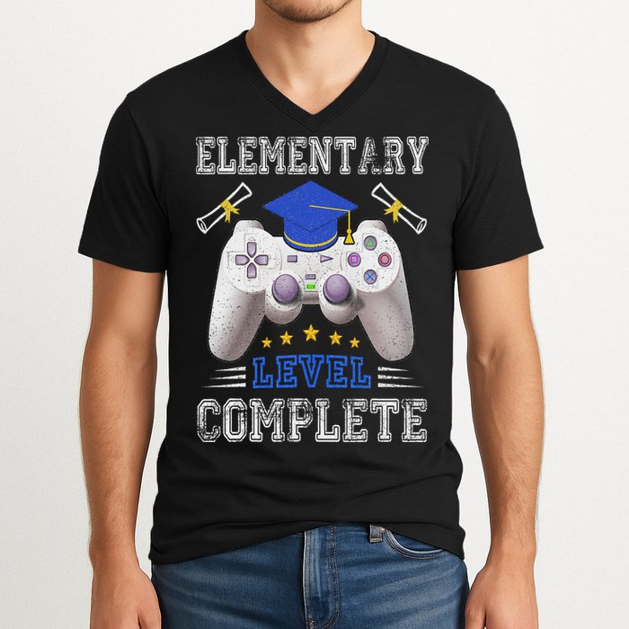 Elementary Level Complete Class Of 2024 Graduation V-Neck T-Shirt