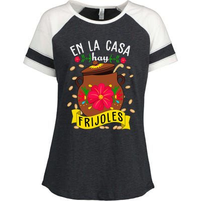 En La Casa Hay Frijoles Funny Mexican Mom Mexican Food Enza Ladies Jersey Colorblock Tee