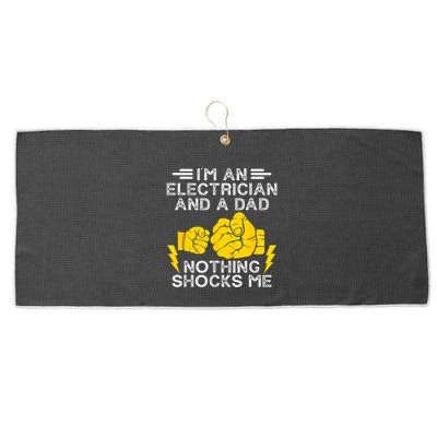 Electrician Lineman Dad Joke For Electrical Engineer Father Large Microfiber Waffle Golf Towel