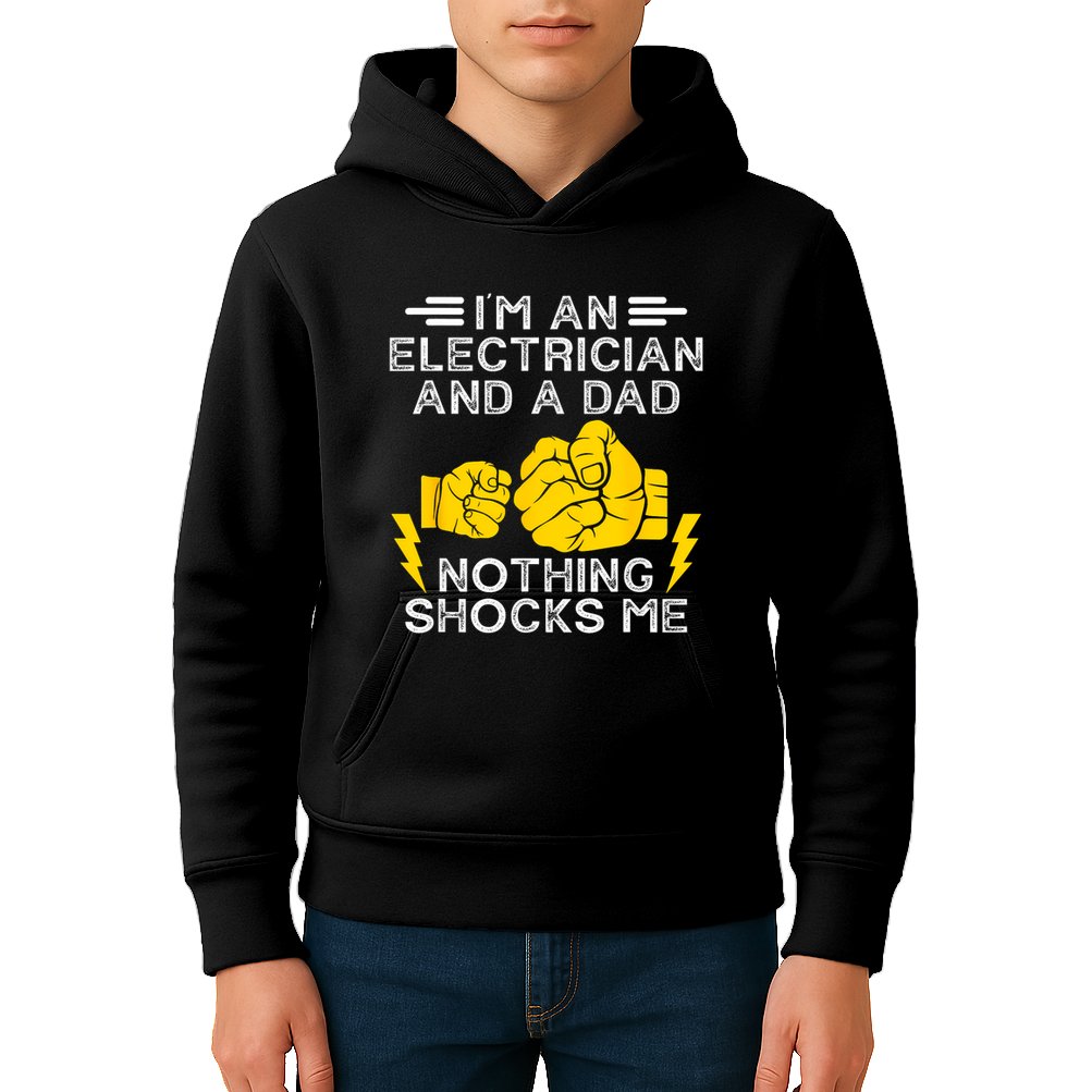 Electrician Lineman Dad Joke For Electrical Engineer Father Kids Hoodie