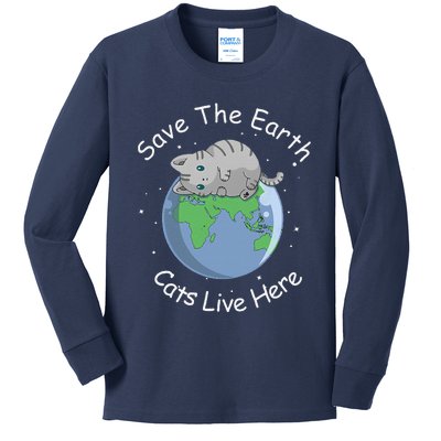 Earth Lovers Earth Day Earth Day Cat Earth Day Kids Long Sleeve Shirt