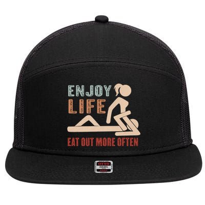 Enjoy Life Eat Out More Often 7 Panel Mesh Trucker Snapback Hat