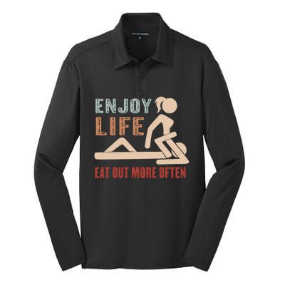 Enjoy Life Eat Out More Often Silk Touch Performance Long Sleeve Polo