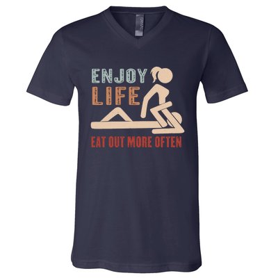 Enjoy Life Eat Out More Often V-Neck T-Shirt