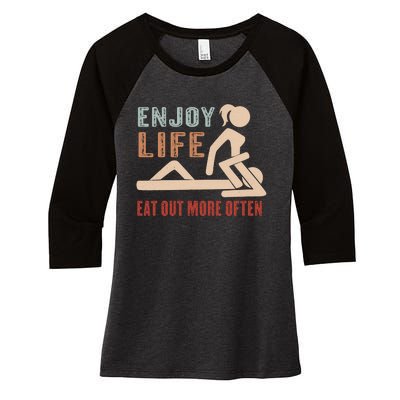 Enjoy Life Eat Out More Often Women's Tri-Blend 3/4-Sleeve Raglan Shirt