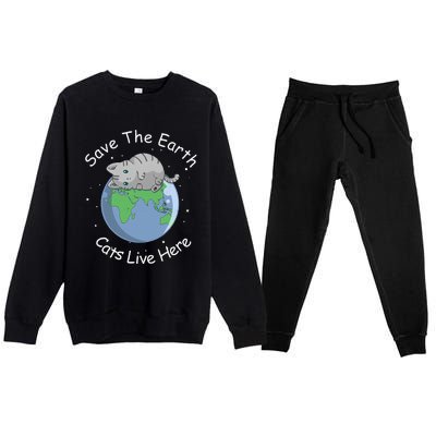 Earth Lovers Earth Day Earth Day Cat Earth Day Premium Crewneck Sweatsuit Set