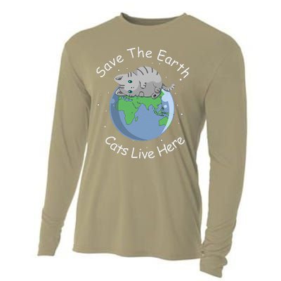 Earth Lovers Earth Day Earth Day Cat Earth Day Cooling Performance Long Sleeve Crew