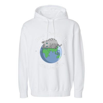 Earth Lovers Earth Day Earth Day Cat Earth Day Garment-Dyed Fleece Hoodie