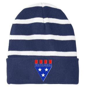 Elections Vote Pizza Striped Beanie with Solid Band