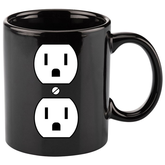 Electrial Outlet Plug Costume 11oz C Handle Ceramic Mug