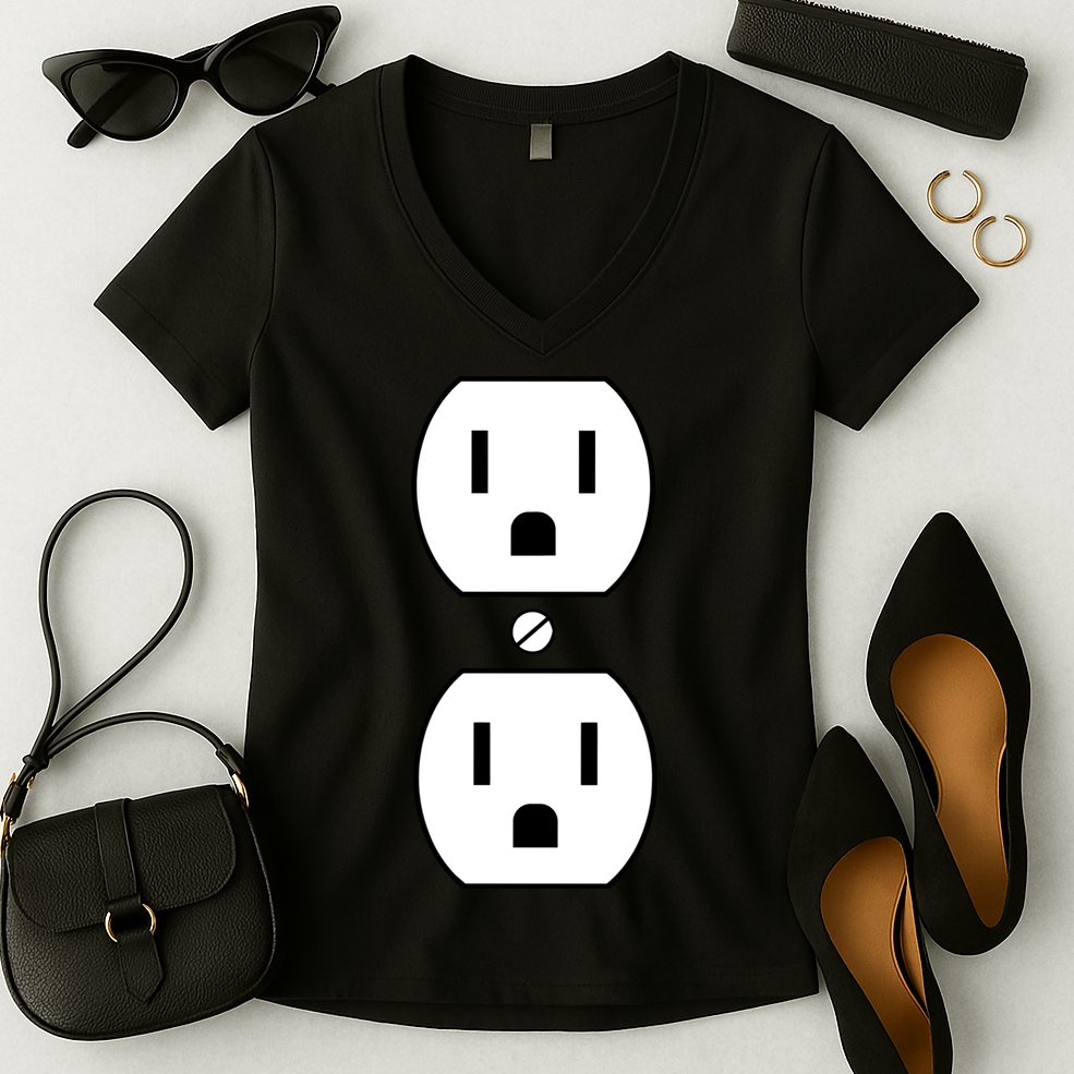 Electrial Outlet Plug Costume Women's V-Neck T-Shirt