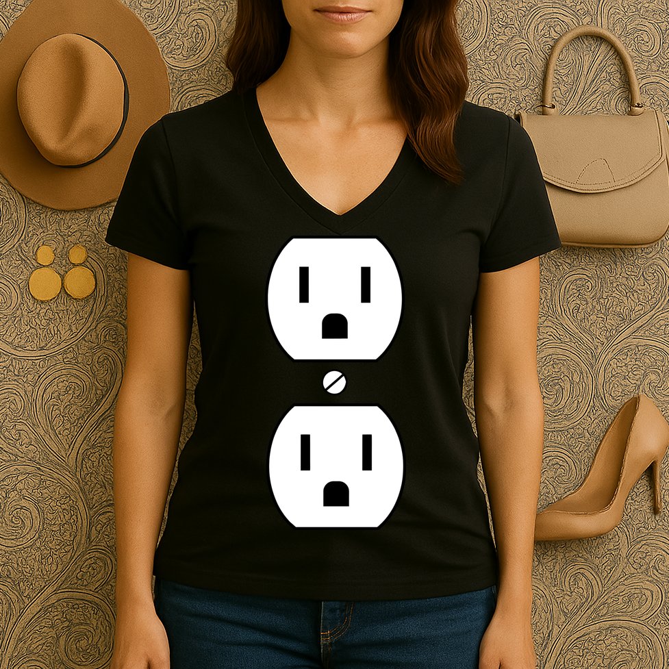 Electrial Outlet Plug Costume Women's V-Neck T-Shirt