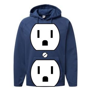 Electrial Outlet Plug Costume Performance Fleece Hoodie