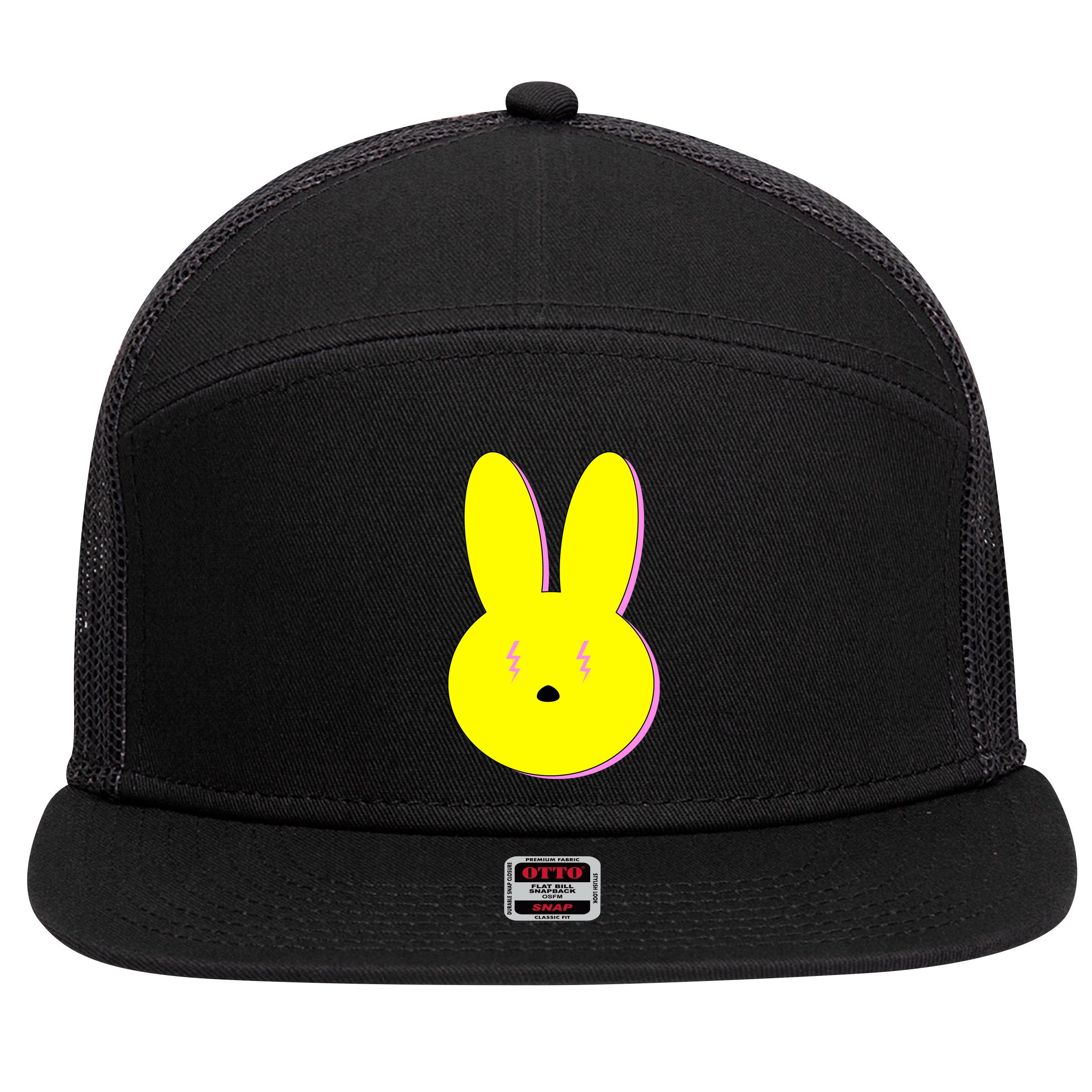 Electric Bunny 7 Panel Mesh Trucker Snapback Hat