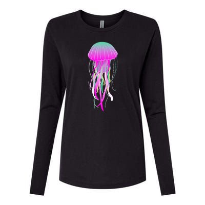 Electric Jellyfish Womens Cotton Relaxed Long Sleeve T-Shirt