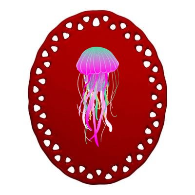 Electric Jellyfish Ceramic Oval Ornament