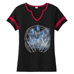 Electric Lighting Music Headphones Ladies Halftime Notch Neck Tee