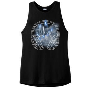 Electric Lighting Music Headphones Ladies PosiCharge Tri-Blend Wicking Tank