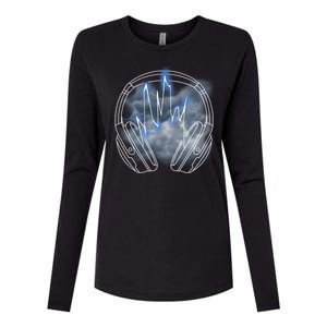 Electric Lighting Music Headphones Womens Cotton Relaxed Long Sleeve T-Shirt