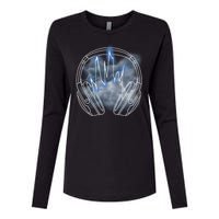 Electric Lighting Music Headphones Womens Cotton Relaxed Long Sleeve T-Shirt