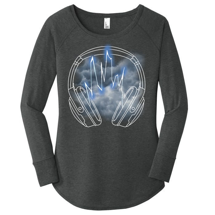 Electric Lighting Music Headphones Women's Perfect Tri Tunic Long Sleeve Shirt