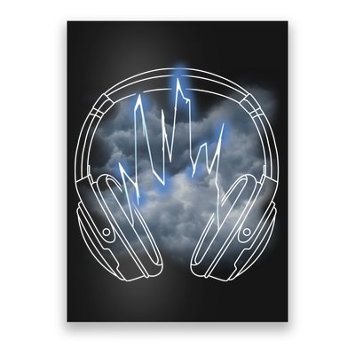 Electric Lighting Music Headphones Poster