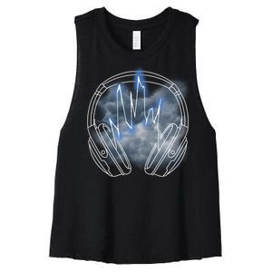 Electric Lighting Music Headphones Women's Racerback Cropped Tank