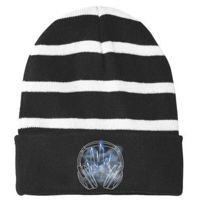 Electric Lighting Music Headphones Striped Beanie with Solid Band