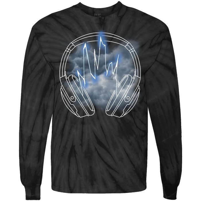 Electric Lighting Music Headphones Tie-Dye Long Sleeve Shirt