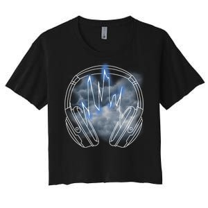 Electric Lighting Music Headphones Women's Crop Top Tee