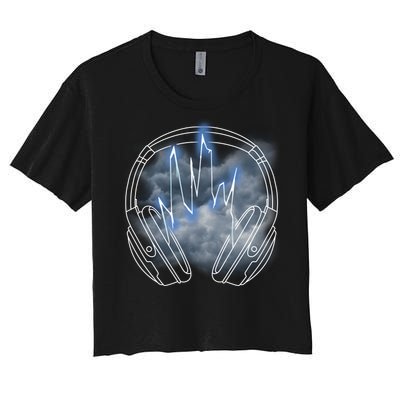 Electric Lighting Music Headphones Women's Crop Top Tee