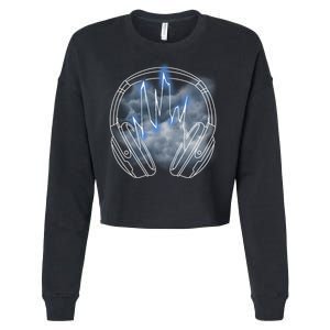 Electric Lighting Music Headphones Cropped Pullover Crew