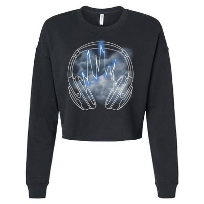 Electric Lighting Music Headphones Cropped Pullover Crew