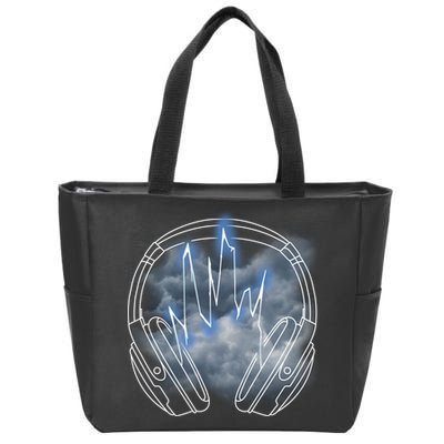 Electric Lighting Music Headphones Zip Tote Bag