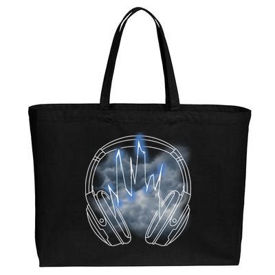 Electric Lighting Music Headphones Cotton Canvas Jumbo Tote